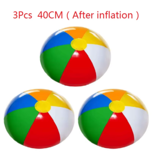 3PCS Inflatable Beach Ball Rainbow Color Pool Party Favors Summer Water Toy Pvc Inflatable Beach Ball Multicolored Beach Toy